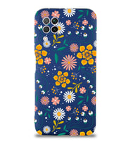 Huawei P 40 Lite Uyumlu Lansman Kılıf Çiçek Tasarımlı İçi Kadife Kapak (Lacivert)