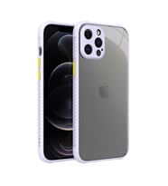 Uyumlu Model Apple iPhone 12 Pro Max Kılıf Kenar Renkli Sararmaz Şeffaf Kapak (Mor)