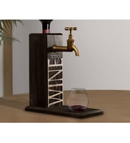 BK Gift Kişiye Özel Kabartma İsimli Musluklu Siyah(Ebony) Ahşap Şarap Standı, Şarap Çeşmesi, Doğum Günü Hediyesi, Ev Hediyesi, İçecek Dispenseri (Model 7)