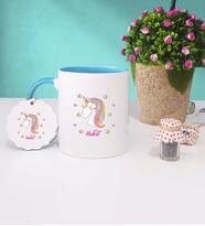 Unicorn Kupa Bardak ve Anahtarlık (Mavi)
