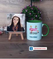 Rehber Öğretmeni Fotoğraflı Dekoratif Taş, Kupa Bardak Beyaz Hediye (Model 14)