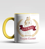 Kişiye Özel Avukat Tasarımlı Siyah Kupa (Beyaz-Sarı)