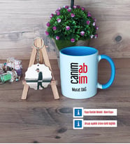 Abiye Hediye Kupa Bardak Beyaz ve Fotoğraflı Ahşap Anahtarlık Hediye (Model 4)