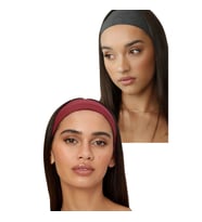 2'li Spor Saç Bantları - Kadın & Erkek Spor Tenis Yoga Koşu Makyaj Cilt Maskesi Yüz Yıkama Tarz Ter Kafa Bandı Unisex Kombin Esnek Saç Bandı Seti (Gri-Bordo)