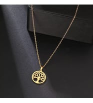 Kişiye Özel 925 Ayar Gümüş Minimal Hayat Ağacı Kolye (Gold)