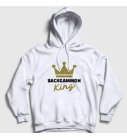 Presmono Unisex Gri Backgammon King Tavla Kralı Oyun Kapüşonlu Sweatshirt 416423tt (Beyaz)
