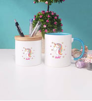 Unicorn Kupa Bardak Lacivert ve Kalemlik (Model 2)