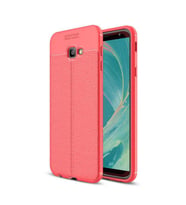Samsung Galaxy J4 Plus Kılıf Deri Tarzı Niss Silikon Case (Kırmızı)