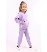 Toontoy Kız Çocuk Fermuarlı Kanguru Cepli Eşofman Takım (Lila)