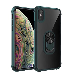 Uyumlu Model Apple iPhone XS Max 6.5 Kılıf Şeffaf Sararmaz Yüzüklü Mola Kapak (Yeşil)