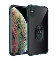 Uyumlu Model Apple iPhone XS Max 6.5 Kılıf Şeffaf Sararmaz Yüzüklü Mola Kapak (Yeşil)