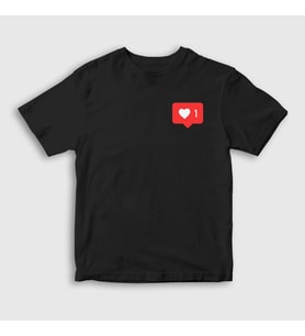 Presmono Unisex Çocuk Beyaz Like Beğenme Kalp Instagram T-Shirt 433707tt (Siyah)