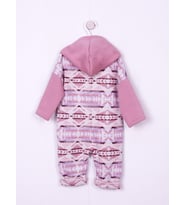 Aydodo  Etnik Desen Kapşonlu Bebe Tulum (Pembe)