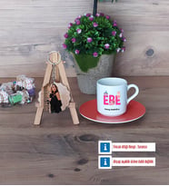 Ebe Türk Kahvesi Fincanı Ahşap Altlıklı ve Fotoğraflı Ahşap Anahtarlık Hediye (Model 8)