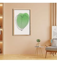 Tekli Ahşap Lamine Çerçeveli Mdf Tablo Soyut Yaprak Deseni (Ahşap)