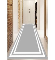 Dijital Baskılı Kaymaz Taban Yıkanabilir Modern Yolluk Ve Koridor Halısı NDU-HT-527 (Gri)