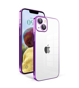 Vendas iPhone 14 Uyumlu ( iPhone 14 ) Veve Serisi Parlak Renkli Kenarlı Elektroplated Magic Silikon Kılıf (Lila)