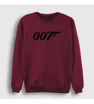 Presmono Unisex Beyaz Logo 007 Film James Bond Sweatshirt 258062tt (Bordo)