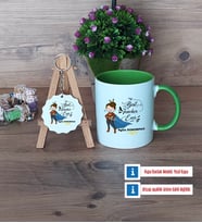 Kadın Öğretmene Hediye Kupa Bardak Kırmızı ve Ahşap Anahtarlık Hediye (Model 13)