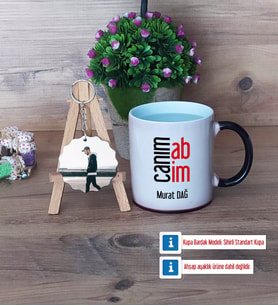 Abiye Hediye Kupa Bardak Beyaz ve Fotoğraflı Ahşap Anahtarlık Hediye (Model 9)