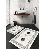 Dijital Baskılı Kaymaz Taban Yıkanabilir 2'li Klozet Takımı Banyo Paspası NDKZ-HT-1594 (Krem)