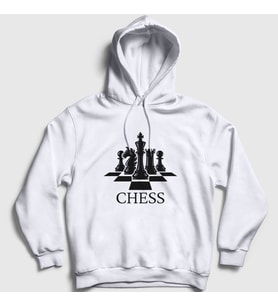 Presmono Unisex Gri Board Chess Satranç Kapüşonlu Sweatshirt 331117tt (Beyaz)
