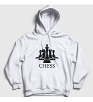 Presmono Unisex Gri Board Chess Satranç Kapüşonlu Sweatshirt 331117tt (Beyaz)