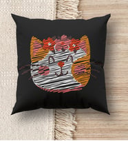 BK Gift Modern Art Tasarımlı Premium Kumaş Siyah Kırlent Yastık, Ev Hediyesi, Ev Dekorasyonu, Dekoratif Hediye (Model 6)