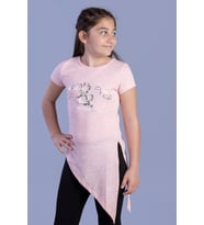 Toontoy Kız Çocuk T-Shirt What Baskı  (Pembe Melanj)