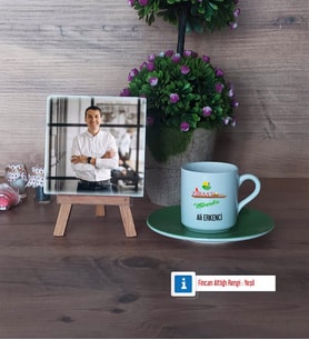 Ziraat Mühendisi Fotoğraflı Dekoratif Taş, Ahşap Altlıklı Türk Kahvesi Fincanı Hediye (Model 9)