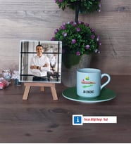Ziraat Mühendisi Fotoğraflı Dekoratif Taş, Ahşap Altlıklı Türk Kahvesi Fincanı Hediye (Model 9)