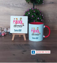 Psikoloji Öğretmeni Dekoratif Taş, Kupa Bardak Kırmızı Hediye (Model 1)