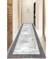 Dijital Baskılı Kaymaz Taban Yıkanabilir Modern Yolluk Ve Koridor Halısı NDU-HS-226 (Gri)