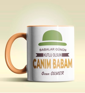 Kişiye Özel Canım Babam 3 Tasarımlı Siyah Kupa Bardak (Turuncu)