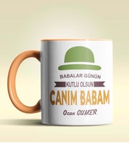 Kişiye Özel Canım Babam 3 Tasarımlı Siyah Kupa Bardak (Turuncu)