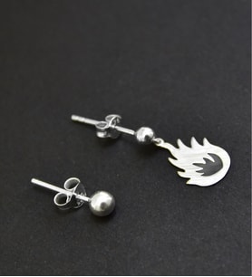 Papatya Silver 925 Ayar Gümüş Kapalı Alev Model Çivili Kadın Top Küpe (Gümüş)