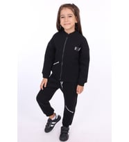 Toontoy Kız Çocuk Nakışlı Eşofman Takım (Siyah)
