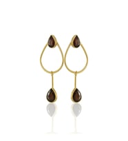 Kadir Jewellery 22 Ayar Altın Kaplama Kadın Sallantılı Küpe -El İşçiliği Ve Hipoalerjenik Küpe-E85 (Kahverengi)