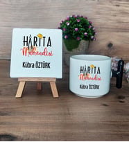 Harita Mühendisi Hediye Seti Kupa Bardak T Kulplu ve Dekoratif Taş Mühendisler Günü Hediye (Model 6)