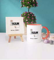 Yazılım Mühendisi Kupa Bardak Lacivert Dekoratif Taş Baskı (Model 6)