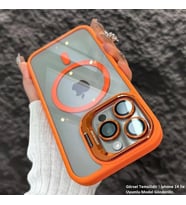 iPhone 14 Pro Max Uyumlu Kılıf Klon Stantlı + Lens Korumalı MagSafe Telefon Kılıfı