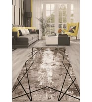 Dijital Kaymaz Taban Yıkanabilir Modern Renkli Salon Halısı Mutfak Halısı Yolluk ND-HT-694 (Kahverengi)