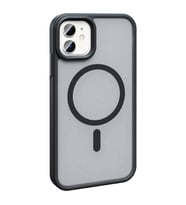 iPhone 12 Kılıf Magsafe Şarj Özellikli Mat Arka Yüzey Sio Kılıf (Siyah)