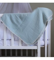 Hafy Baby %100 Organik Pamuklu Çoban Dikiş Detaylı 4 Katlı Müslin Battaniye (Mint Yeşili)