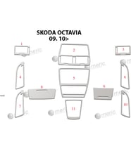Meriç® Skoda Octavia Ön Torpido Kaplama Maun 11 Parça 2010-2016 (Alüminyum)