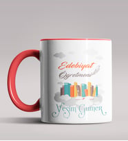 Kişiye Özel Edebiyat Öğretmeni Tasarımlı Siyah Renk Kupa 2 (Kırmızı)