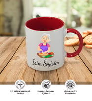 Anne Temalı Kişiye Özel İsim ve Fotoğraf Baskılı Kupa Bardak No:005 (Kırmızı)