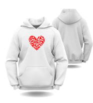 Sevgililer Günü Erkek Kadın Kalpler Görselli Kapüşonlu Hoodie Sweatshirt 6012 (Beyaz)