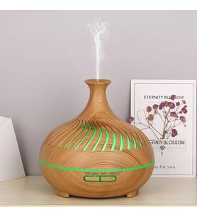 500ML Aromaterapi Uçucu Yağ Difüzör Elektirikli Ultrasonik Hava Nemlendirici İle Led Işık (Kahverengi Açık)