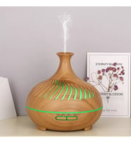 500ML Aromaterapi Uçucu Yağ Difüzör Elektirikli Ultrasonik Hava Nemlendirici İle Led Işık (Kahverengi Açık)
